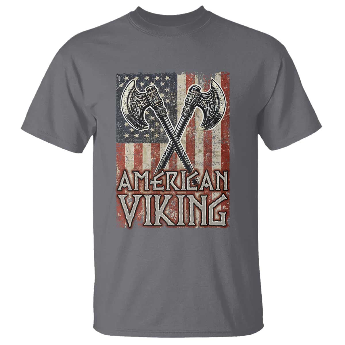 American Viking T Shirt American Flag Axe Norse Mythology TS09 Charcoal Print Your Wear