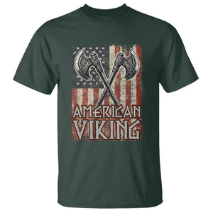 American Viking T Shirt American Flag Axe Norse Mythology TS09 Dark Forest Green Print Your Wear