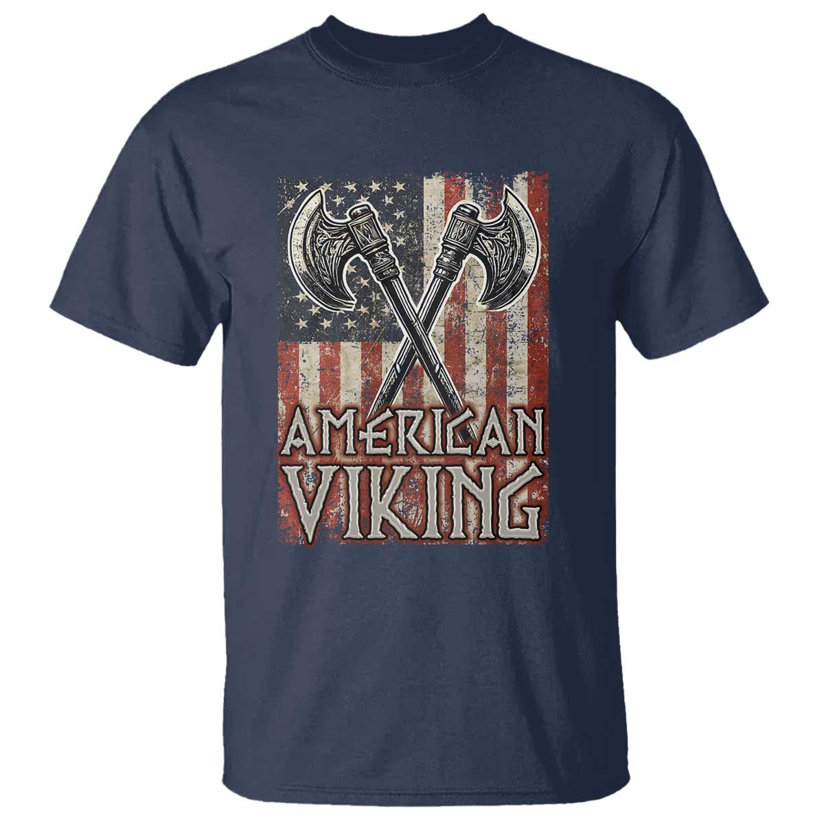American Viking T Shirt American Flag Axe Norse Mythology TS09 Navy Print Your Wear