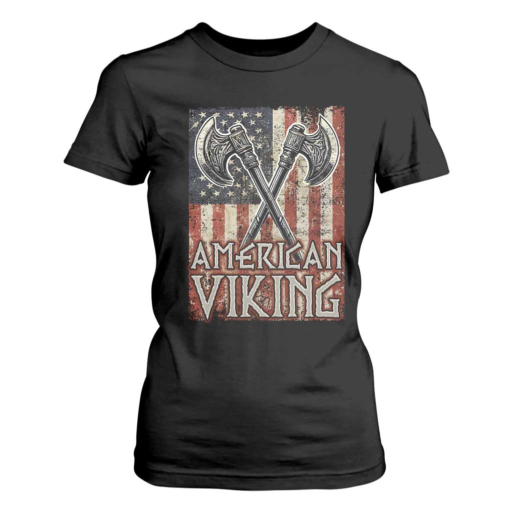 American Viking T Shirt For Women American Flag Axe Norse Mythology TS09 Black Print Your Wear