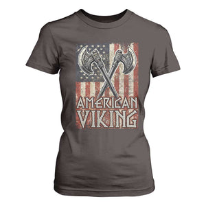 American Viking T Shirt For Women American Flag Axe Norse Mythology TS09 Dark Chocolate Print Your Wear