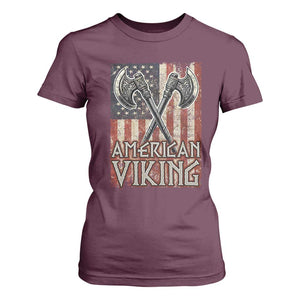 American Viking T Shirt For Women American Flag Axe Norse Mythology TS09 Maroon Print Your Wear
