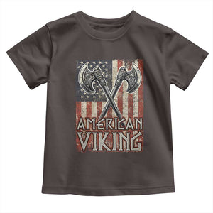 American Viking Toddler T Shirt American Flag Axe Norse Mythology TS09 Dark Chocolate Print Your Wear