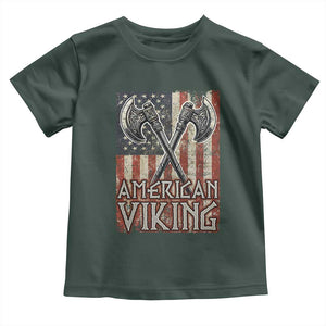 American Viking Toddler T Shirt American Flag Axe Norse Mythology TS09 Dark Forest Green Print Your Wear