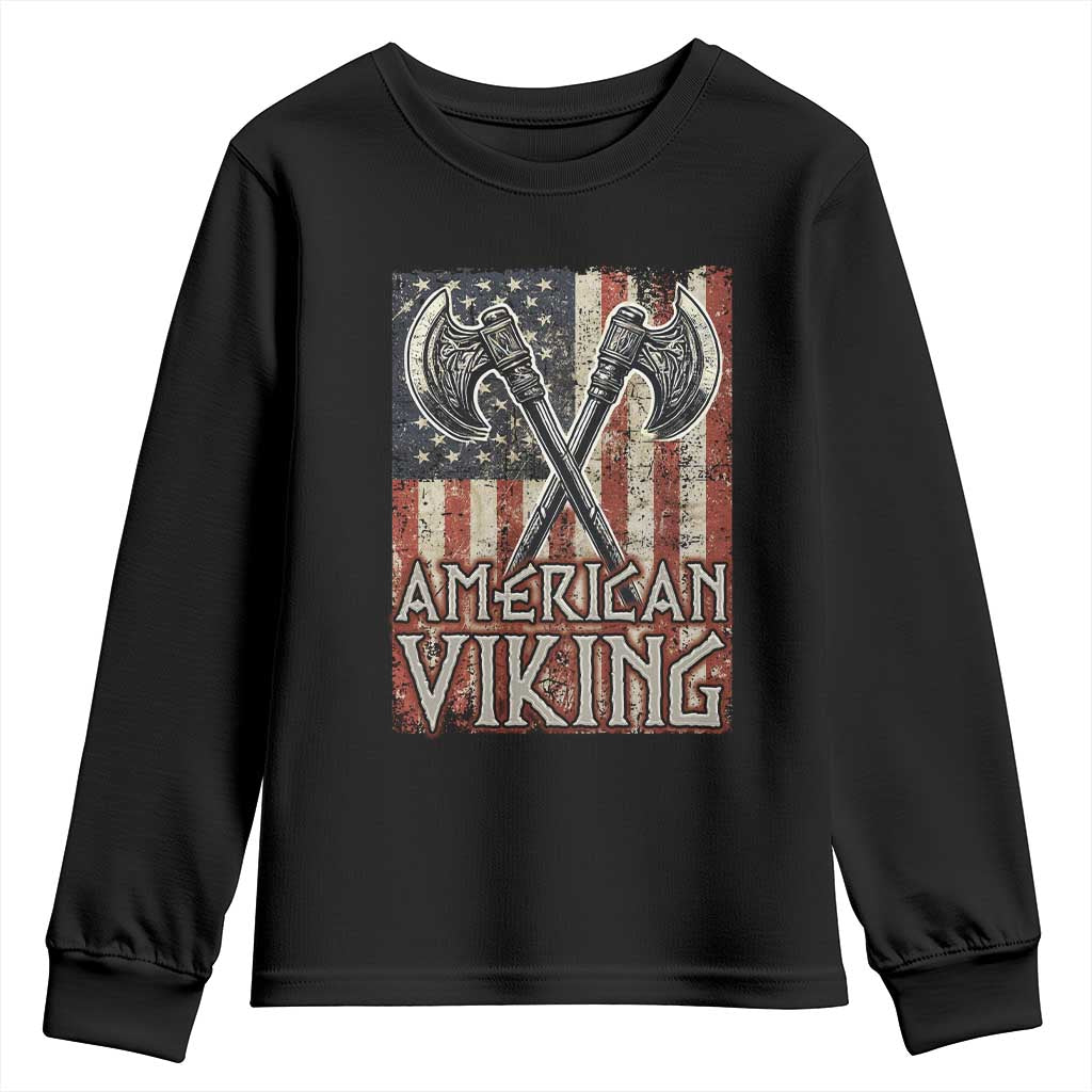 American Viking Youth Sweatshirt American Flag Axe Norse Mythology TS09 Black Print Your Wear