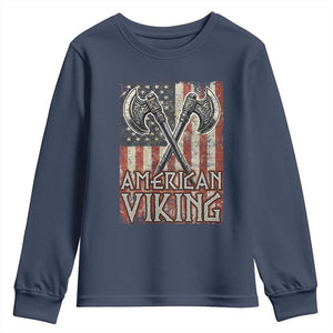 American Viking Youth Sweatshirt American Flag Axe Norse Mythology TS09 Navy Print Your Wear