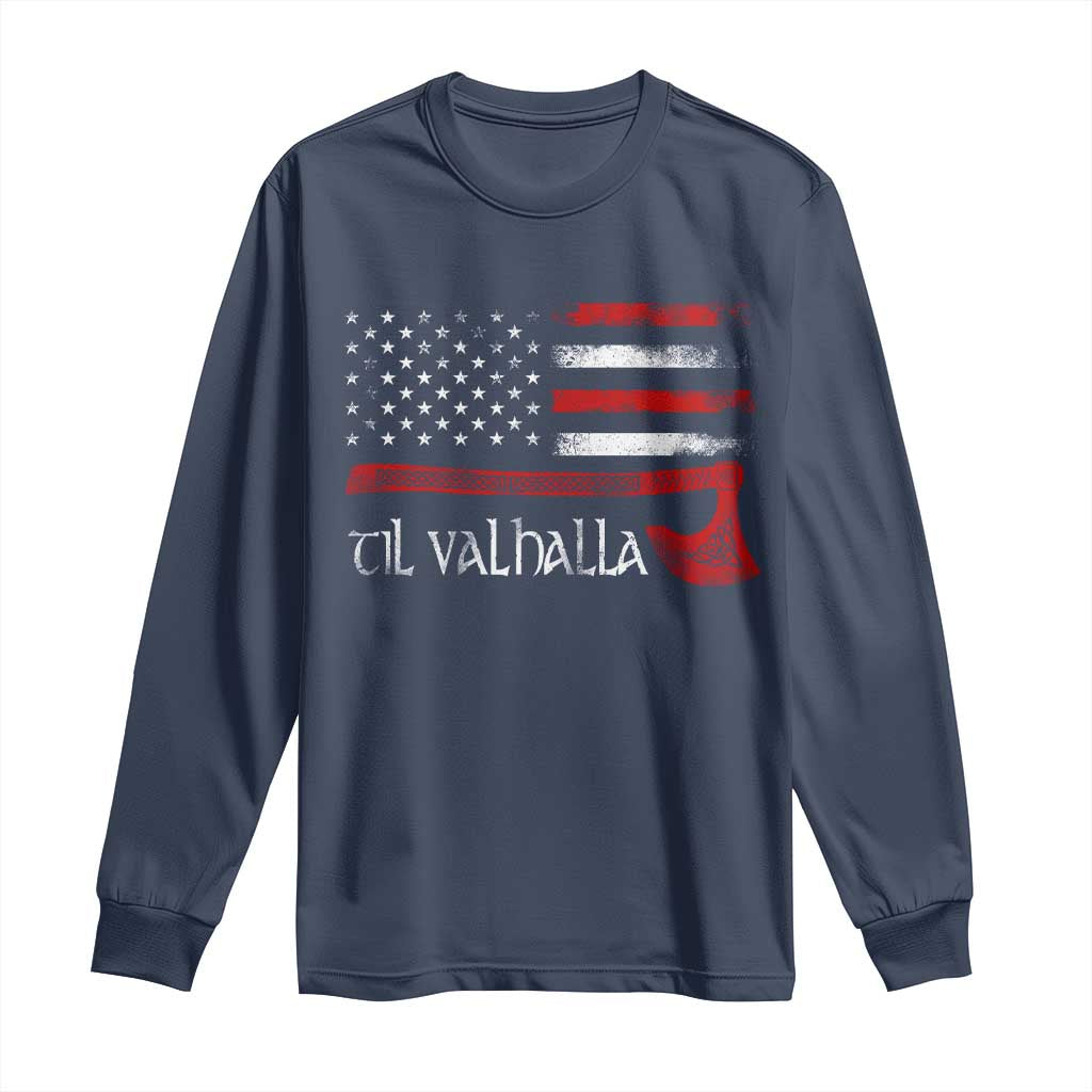 Viking Til Valhalla Long Sleeve Shirt TS09 Navy Print Your Wear