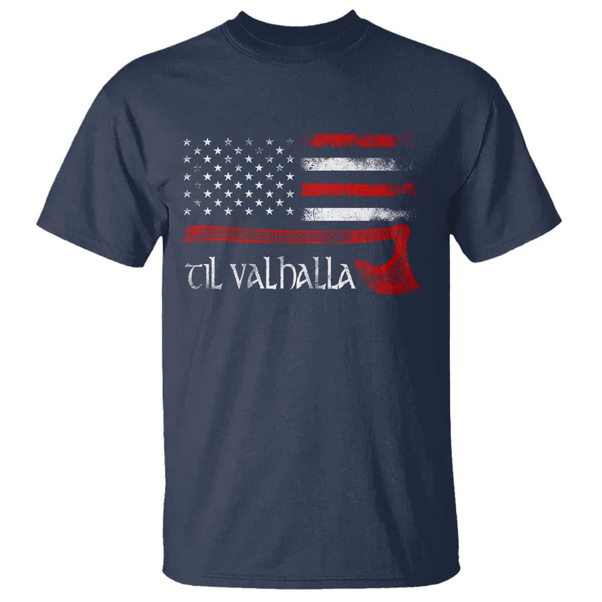 Viking Til Valhalla T Shirt TS09 Navy Print Your Wear