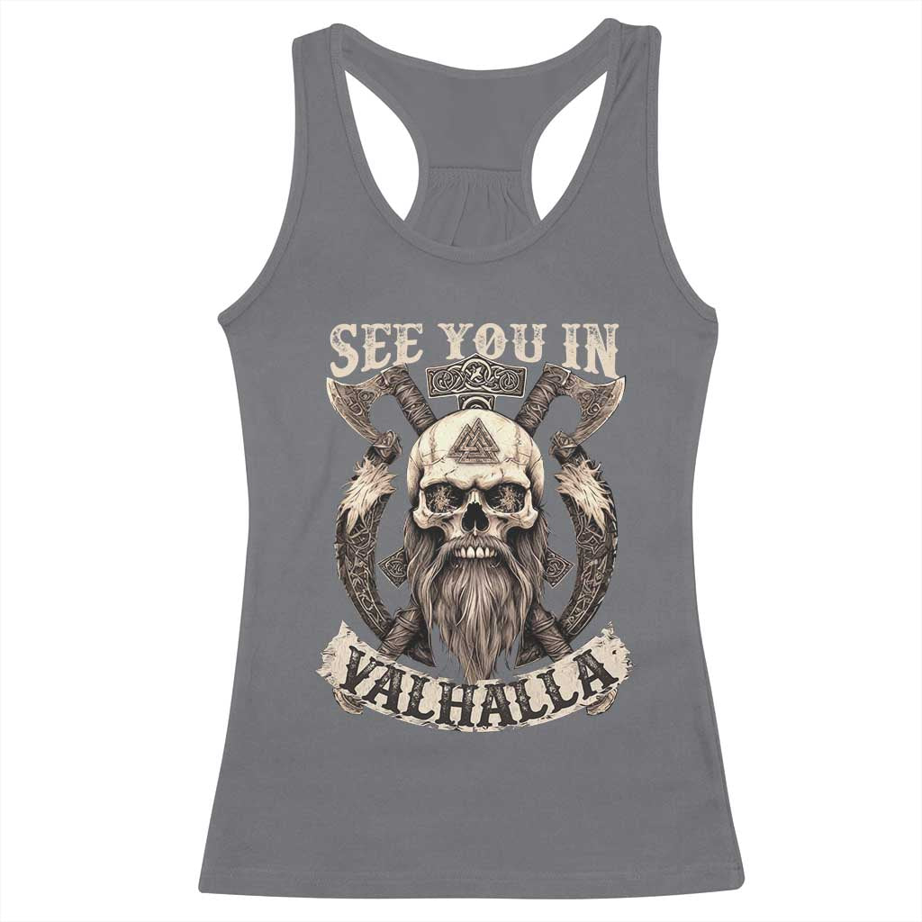 Viking Racerback Tank Top See You In Valhalla TS09 Charcoal Print Your Wear