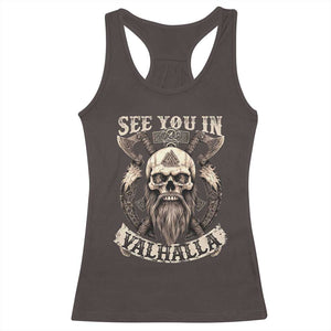 Viking Racerback Tank Top See You In Valhalla TS09 Dark Chocolate Print Your Wear