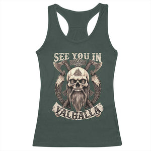 Viking Racerback Tank Top See You In Valhalla TS09 Dark Forest Green Print Your Wear