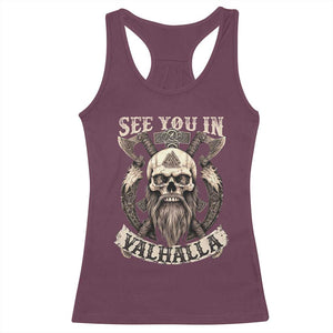 Viking Racerback Tank Top See You In Valhalla TS09 Maroon Print Your Wear