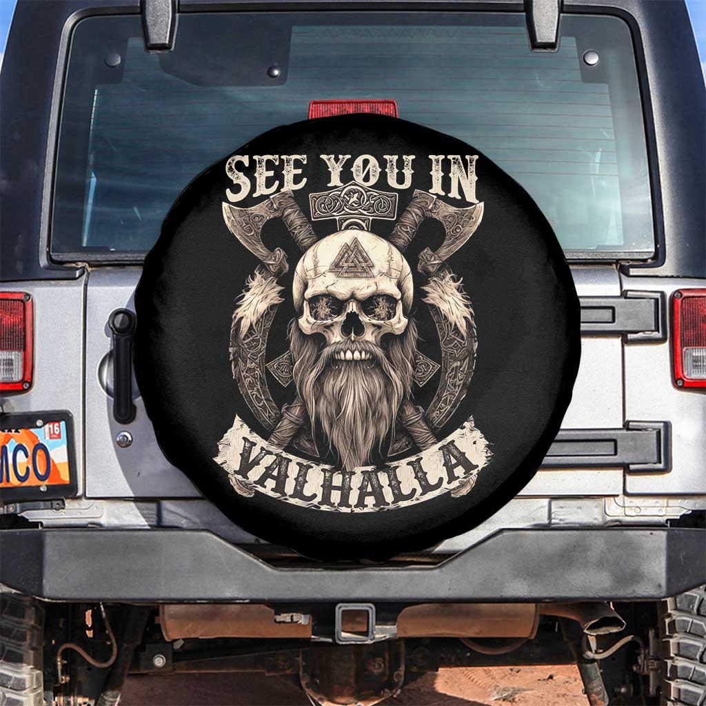 Viking Spare Tire Cover See You In Valhalla TS09 No hole Black Print Your Wear