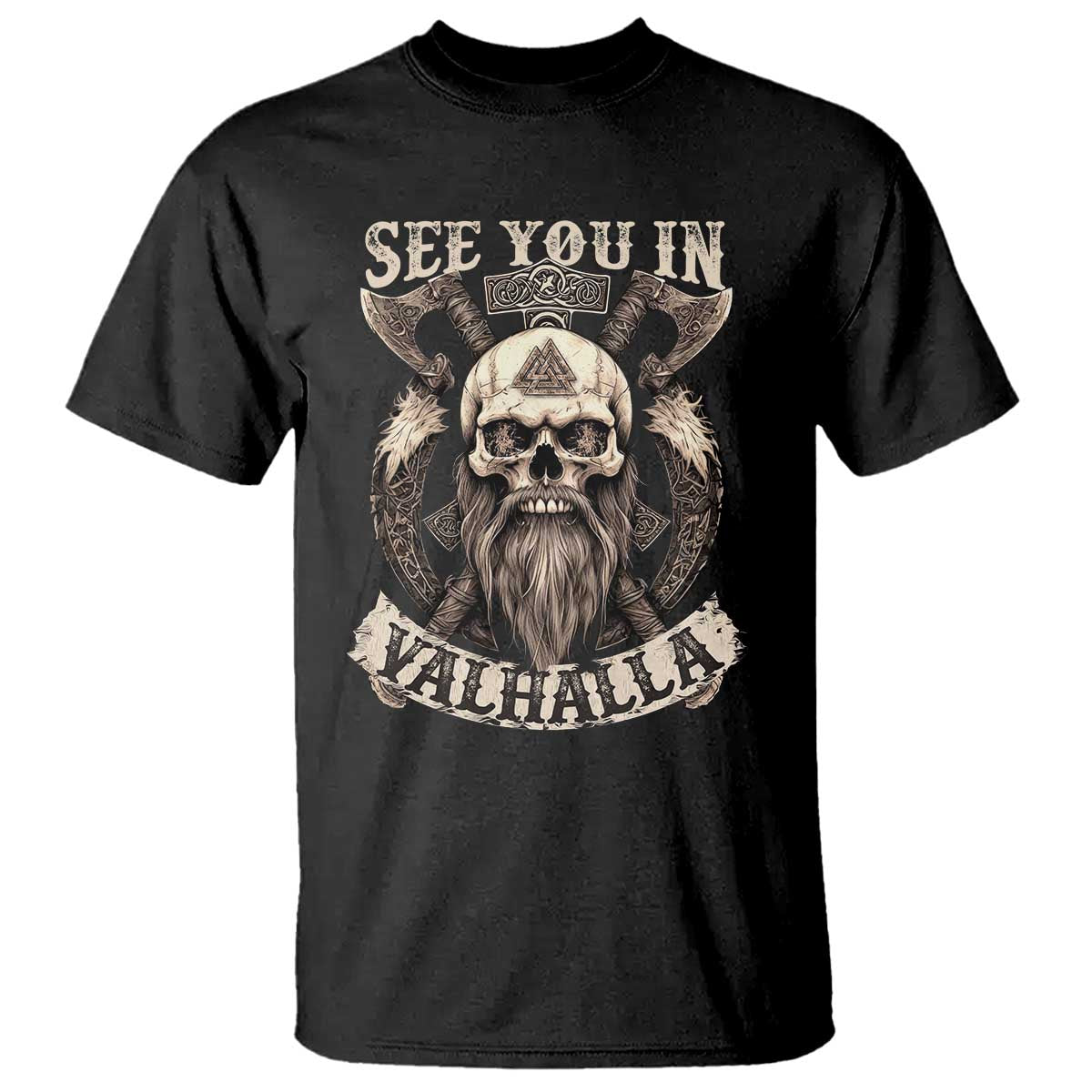 Viking T Shirt See You In Valhalla TS09 Black Print Your Wear