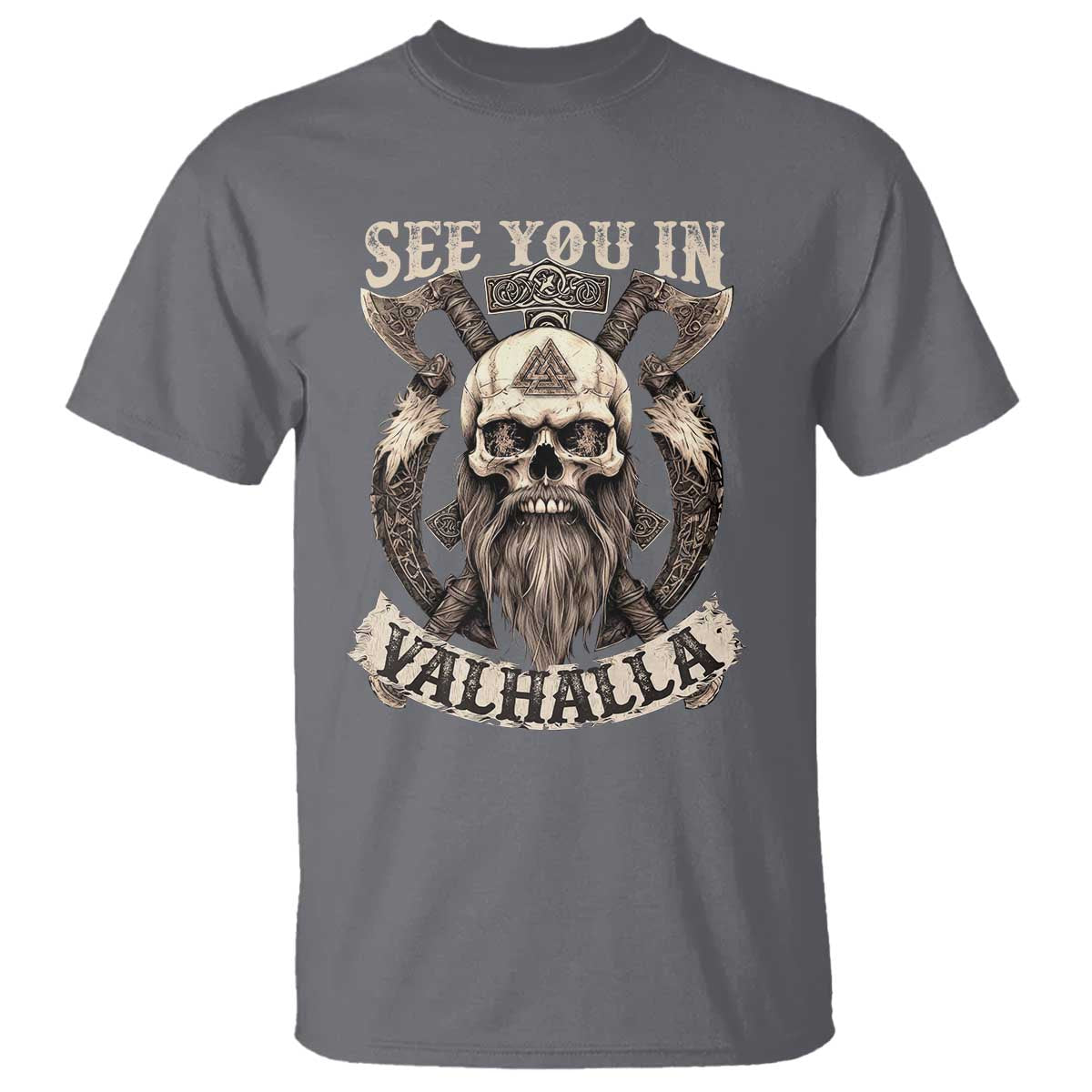 Viking T Shirt See You In Valhalla TS09 Charcoal Print Your Wear