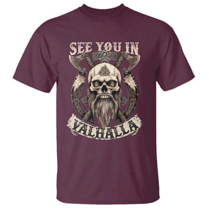 Viking T Shirt See You In Valhalla TS09 Maroon Print Your Wear