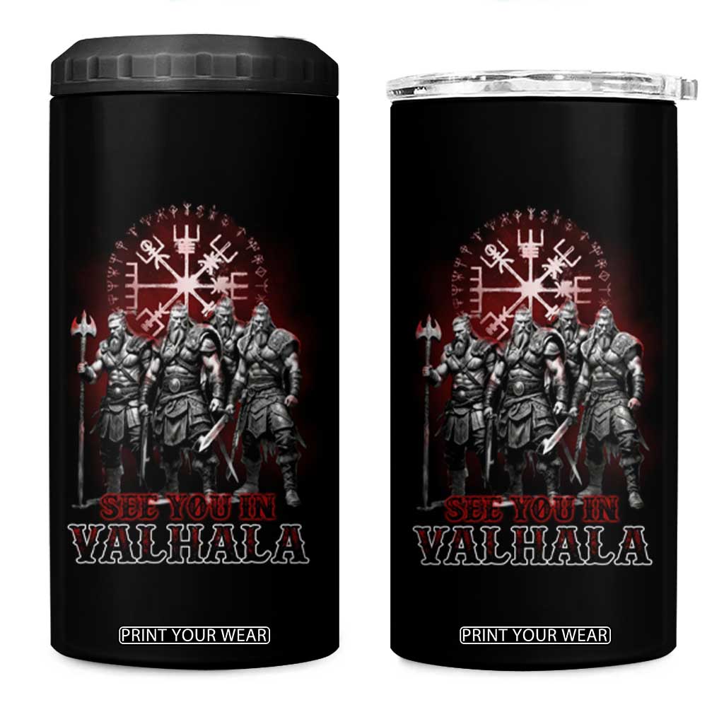 Viking Warrior 4 in 1 Can Cooler Tumbler See You In Valhalla TS09 One Size: 16 oz Black Print Your Wear