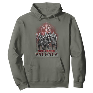 Viking Warrior Hoodie See You In Valhalla TS09 Military Green Print Your Wear