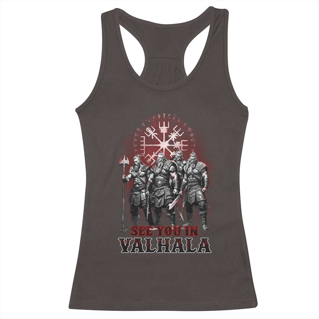 Viking Warrior Racerback Tank Top See You In Valhalla TS09 Dark Chocolate Print Your Wear