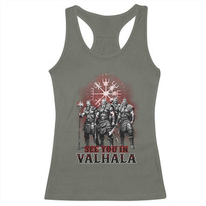 Viking Warrior Racerback Tank Top See You In Valhalla TS09 Military Green Print Your Wear