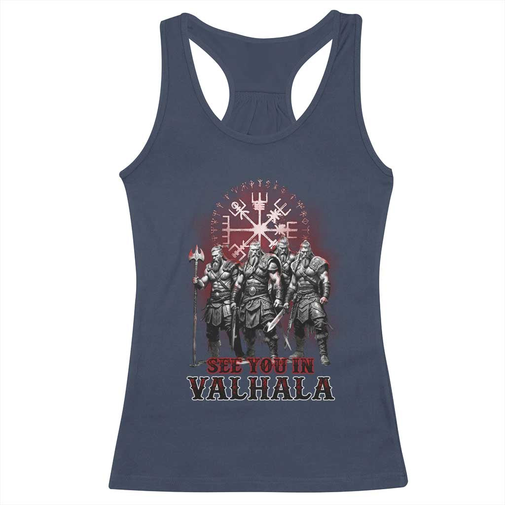 Viking Warrior Racerback Tank Top See You In Valhalla TS09 Navy Print Your Wear