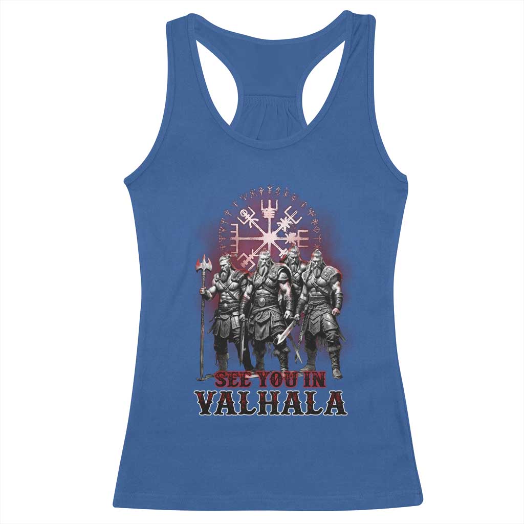 Viking Warrior Racerback Tank Top See You In Valhalla TS09 Royal Blue Print Your Wear