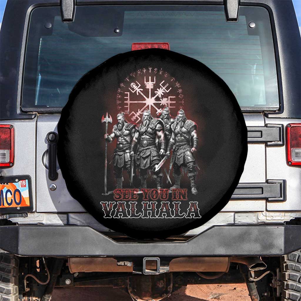 Viking Warrior Spare Tire Cover See You In Valhalla TS09 No hole Black Print Your Wear