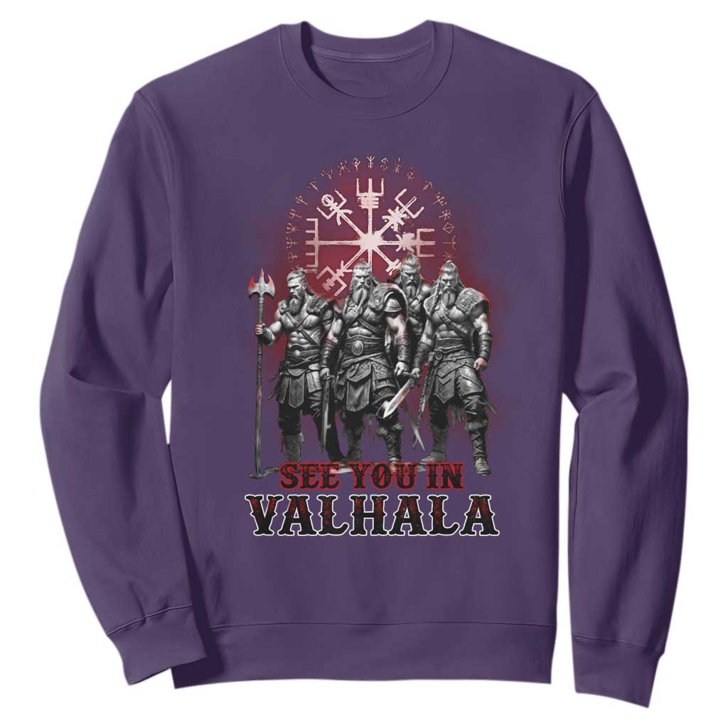 Viking Warrior Sweatshirt See You In Valhalla TS09 Purple Print Your Wear
