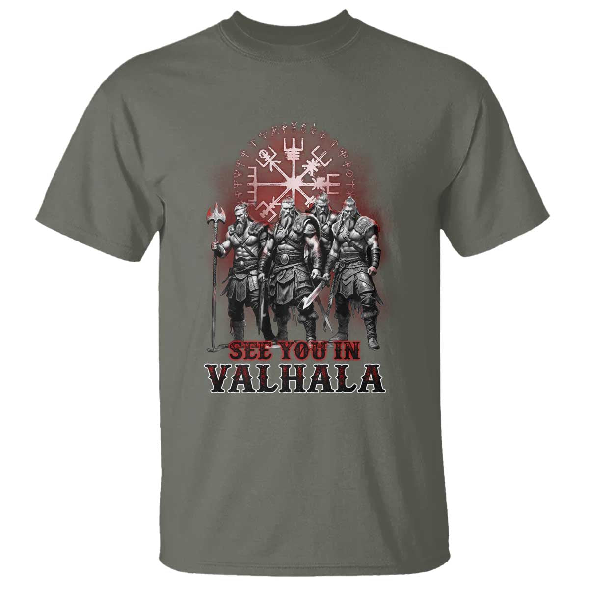 Viking Warrior T Shirt See You In Valhalla TS09 Military Green Print Your Wear