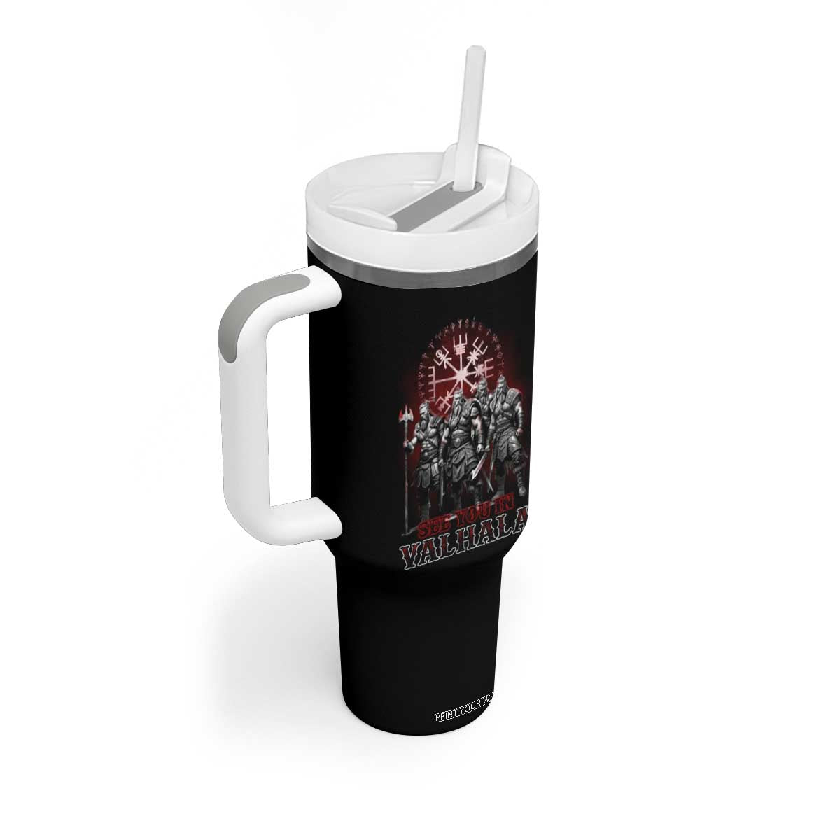 Viking Warrior Tumbler With Handle See You In Valhalla TS09 Print Your Wear