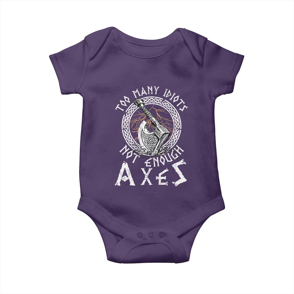 Viking Baby Onesie Too Many Idiots Not Enough Axes TS09 Purple Print Your Wear