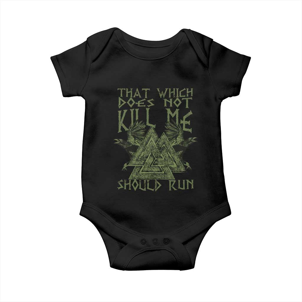 Viking Baby Onesie That Which Does Not Kill Me Should Run Valknut TS09 Black Print Your Wear
