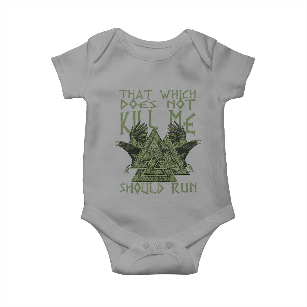 Viking Baby Onesie That Which Does Not Kill Me Should Run Valknut TS09 Sport Gray Print Your Wear
