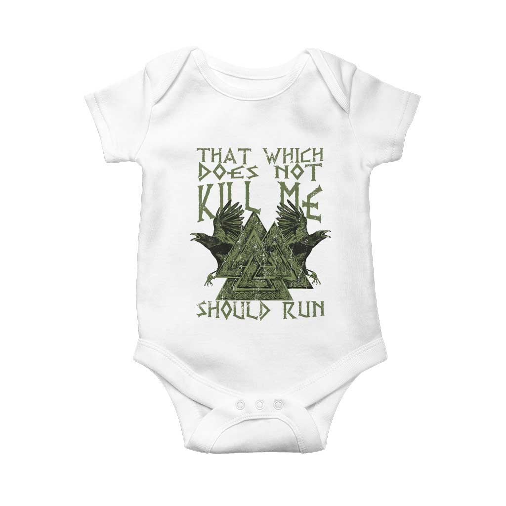 Viking Baby Onesie That Which Does Not Kill Me Should Run Valknut TS09 White Print Your Wear