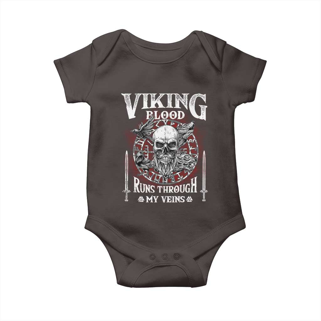 Viking Blood Runs Through My Veins Baby Onesie TS09 Dark Chocolate Print Your Wear