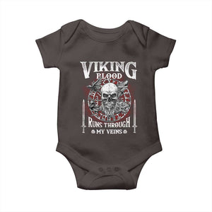 Viking Blood Runs Through My Veins Baby Onesie TS09 Dark Chocolate Print Your Wear