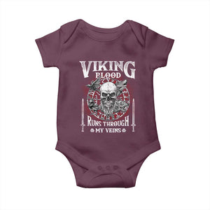 Viking Blood Runs Through My Veins Baby Onesie TS09 Maroon Print Your Wear