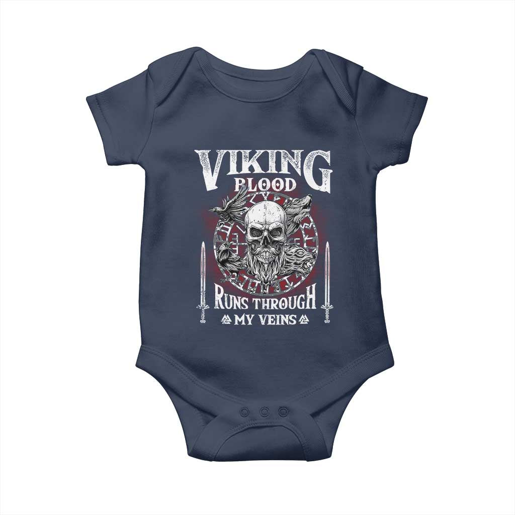 Viking Blood Runs Through My Veins Baby Onesie TS09 Navy Print Your Wear