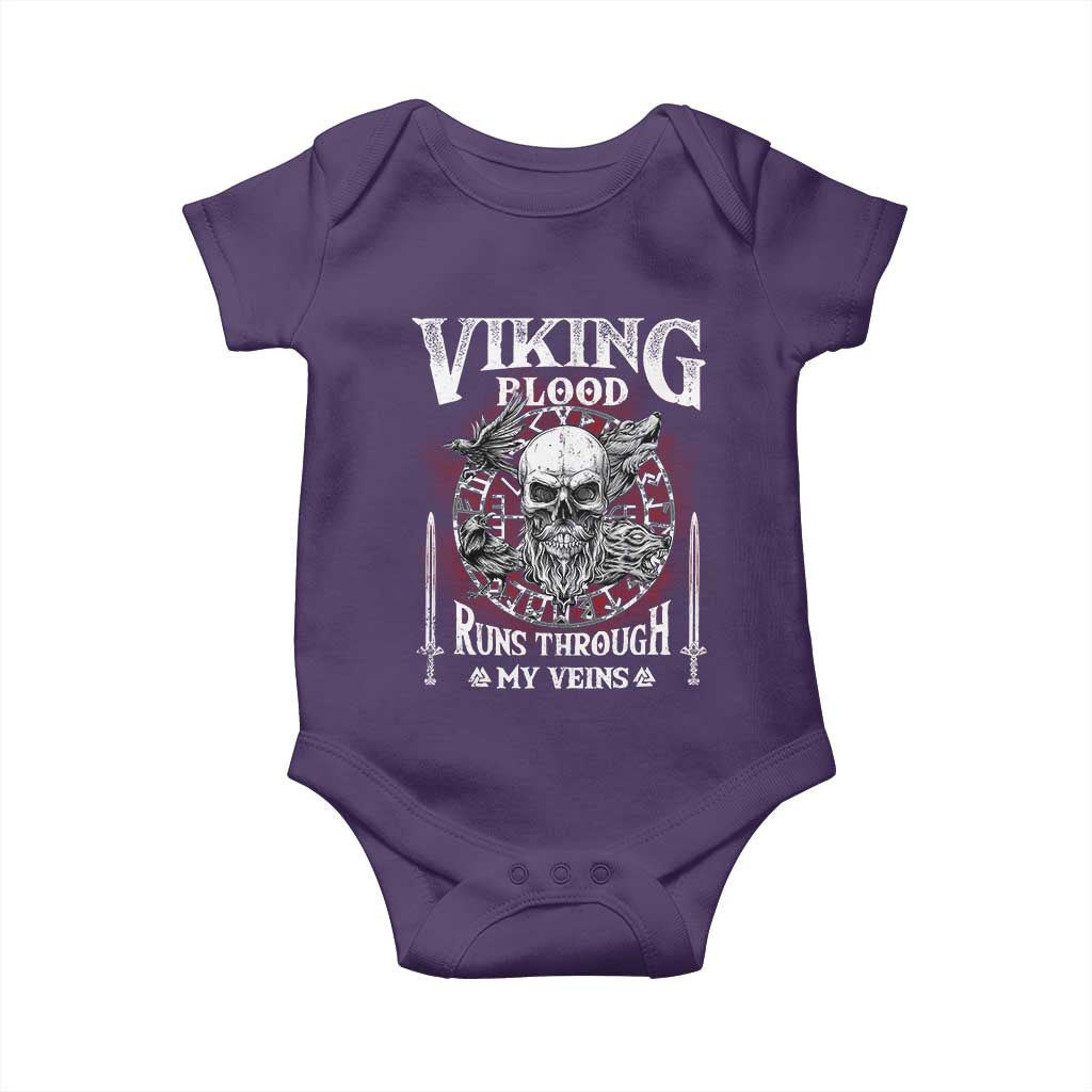 Viking Blood Runs Through My Veins Baby Onesie TS09 Purple Print Your Wear