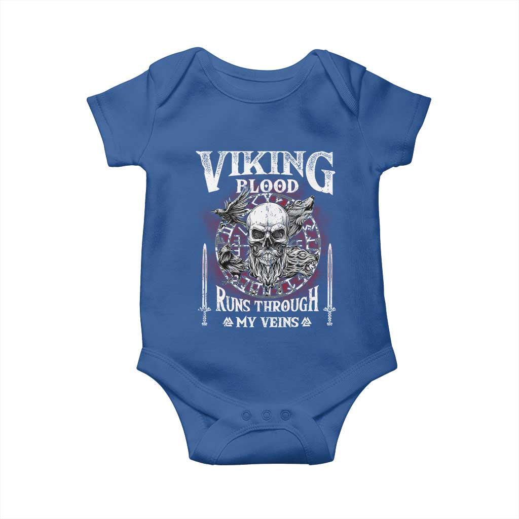 Viking Blood Runs Through My Veins Baby Onesie TS09 Royal Blue Print Your Wear