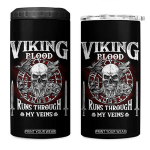 Viking Blood Runs Through My Veins 4 in 1 Can Cooler Tumbler TS09 One Size: 16 oz Black Print Your Wear