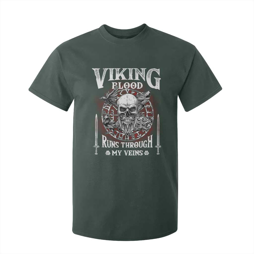 Viking Blood Runs Through My Veins T Shirt For Kid TS09 Dark Forest Green Print Your Wear