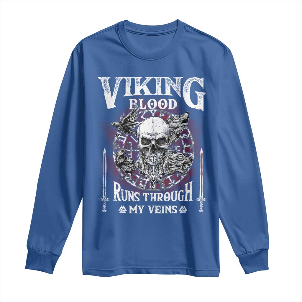 Viking Blood Runs Through My Veins Long Sleeve Shirt TS09 Royal Blue Print Your Wear