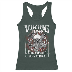 Viking Blood Runs Through My Veins Racerback Tank Top TS09 Dark Forest Green Print Your Wear