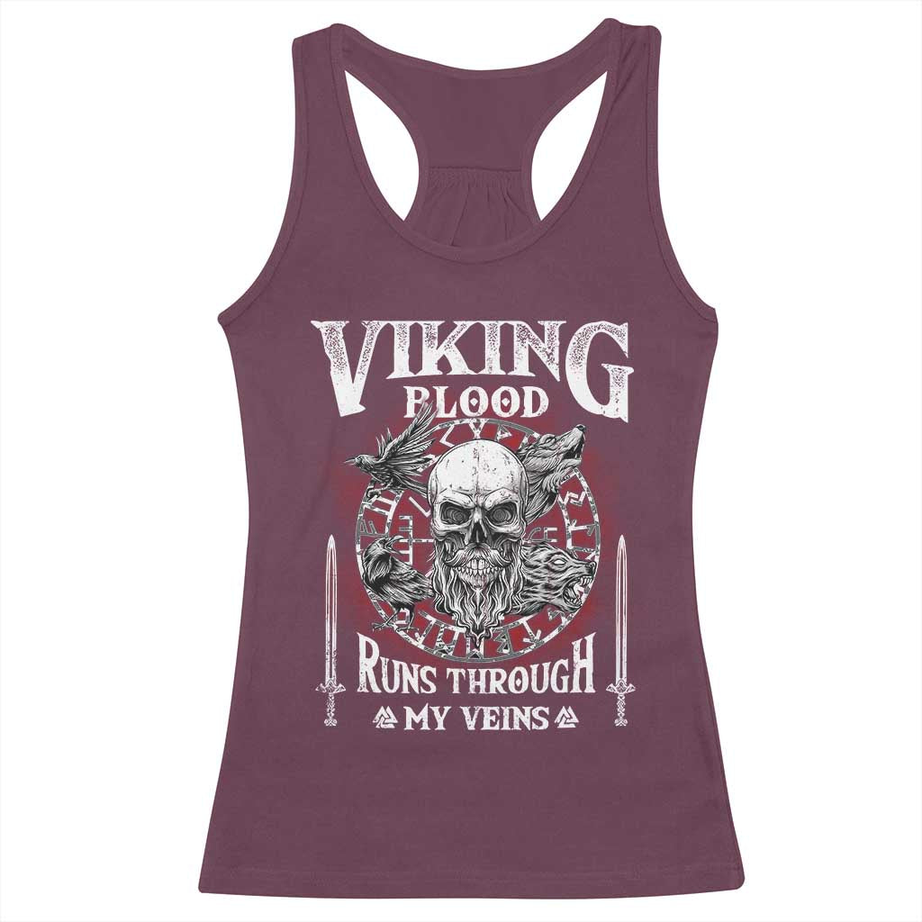 Viking Blood Runs Through My Veins Racerback Tank Top TS09 Maroon Print Your Wear
