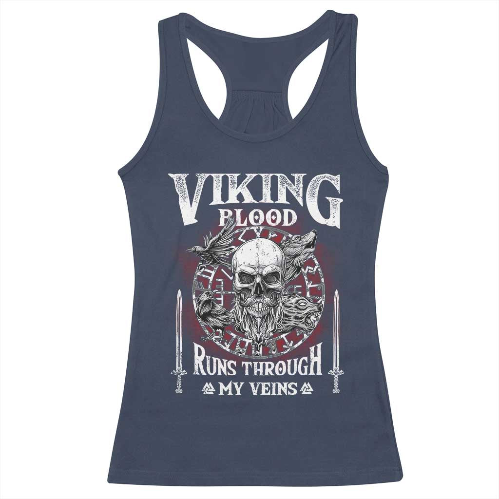 Viking Blood Runs Through My Veins Racerback Tank Top TS09 Navy Print Your Wear