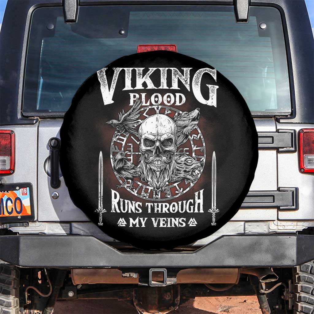 Viking Blood Runs Through My Veins Spare Tire Cover TS09 No hole Black Print Your Wear