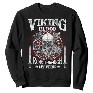 Viking Blood Runs Through My Veins Sweatshirt TS09 Black Print Your Wear