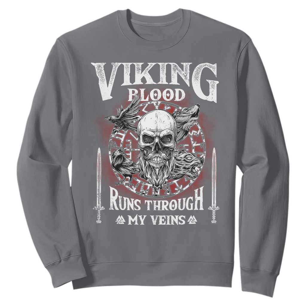 Viking Blood Runs Through My Veins Sweatshirt TS09 Charcoal Print Your Wear