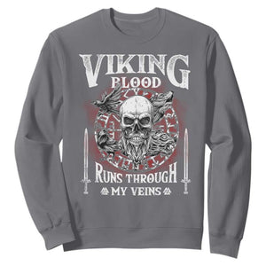 Viking Blood Runs Through My Veins Sweatshirt TS09 Charcoal Print Your Wear
